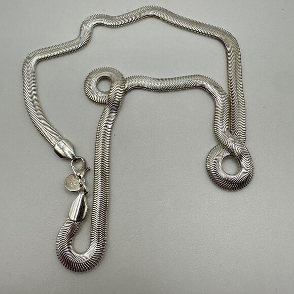 NWOT Silver plated, 19” snake bone chain, 7mm thick - Picture 1 of 7